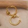 Acero Inoxidable Moda Simple Romántico Estilo Francés Vintage Distintivo Nudo Geométrico Aretes Pendientes de Aro Dorado para Mujer