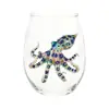 Copa de vino temática de Halloween con patrones de fantasma, gato negro, calavera y calabaza, copa de vidrio decorativa con ambiente festivo
