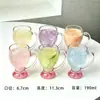 Copo de Vidro Base Montanha Rosa Luxo Leve Alto Padrão Uso Doméstico Alta Aparência com Alça Copo para Beber Suco de Frutas Bebidas Copo de Cerveja
