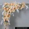 Fila Triangular de Flores para Boda Bosque de Flores Camino de Boda Arco de Bola de Flores Decoración con Postes de Madera Rincón de Flores Escenario de Flores Fondo Flor