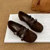 Colección Otoño 2026 para Mujer: Zapatos Mary Jane con Estampado de Leopardo, Tacón Oculto, Cierre de Hebilla, Punta Redonda, Zapatos Planos de Ballet, Boca Baja, Zapatos de un Solo Color, Mocasines