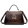 2026 Nova Bolsa Transversal Padrão Crocodilo para o Dia a Dia Socialite Bolsa Kelly de Ombro Feminina Textura de Alta Qualidade Bolsa Transversal