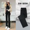 Pantalones vaqueros con forro polar para mujer Invierno 2024 Otoño e Invierno Nuevas Explosiones Cintura Alta Adelgazantes Rectos Estrechos de Pierna Ancha Pantalones Negros