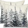 Funda de Almohada Navideña Nueva Coche Pino Copo de Nieve Bola de Navidad Estampado de Lino Decoración de Habitación Cojín de Sofá