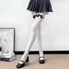 Medias Liguero de Terciopelo Blanco para Mujer, Estilo Lolita Japonés, Calcetines Largos hasta la Rodilla de Puro Deseo, Medias Largas Finas con Lazo para Primavera y Verano