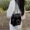 Nicho coreano novo Mini Chanel estilo cadeia mochila feminina ins Blogger estudante óleo cera bolsa de couro ombro