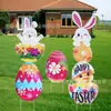 2027 El letrero exterior de Pascua más vendido de Amazon con conejo y huevos Letrero de jardín Feliz Pascua