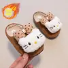 Pantuflas Casuales Versátiles para Mujer 2026 Otoño/Invierno Nuevo Estilo Moda Lindos Dibujos Animados Gato Pequeño Pantuflas de Felpa de Punta Cerrada para Mujer