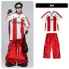 Roupas de Street Dance para Meninos Hip-Hop Outfits Modernos Infantis Marca de Moda Hip-Hop Roupa Infantil Roupa para Apresentação na Passarela de Couro Vermelho Brilhante para Meninos