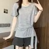 Verão 2026 Novo Estilo Gola Redonda Design Simples Versátil Camiseta de Tricô para Mulheres Tamanho Grande Casual Top Emagrecedor