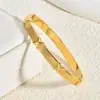 Pulseira de Aço Inoxidável Transfronteiriça Não Desbota Oca High-End Dourada Europeia e Americana Cravejada de Diamantes