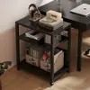 Estante de Armazenamento de Ferro com Rodinhas Móvel ao Lado do Sofá da Sala de Estar, Estante de Armazenamento de Impressora Doméstica de Várias Camadas para Apartamentos Pequenos