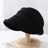 Sombreros de Otoño e Invierno para Mujer Estilo Coreano Moderno con Puño Borde Enrollado Sombrero de Pescador Viajes al Aire Libre Sombrero Simple Plisado Gorra de Béisbol Estilo Mori