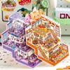 Pegatina de paisaje grande 3D tridimensional cabaña escena en miniatura colección este tamaño grande estilo chino hecho a mano DIY pegatina