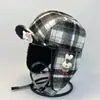 Nuevo Sombrero de Trampero a Cuadros Retro Versátil Cálido con Orejeras de Lana de Cordero Gorra de Piloto Adelgazante a Prueba de Frío Gorro de Esquí