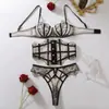 Conjunto Sexy de Lencería Separado Bordado Floral de Industria Pesada Transfronterizo Europeo y Americano Escotado Hueco Cintura Ceñida Moldeador Corporal Reductor