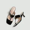 Sandalias de Tira Cuadrada Francesa al por Mayor de Fábrica para Mujer Verano Ropa Exterior 2026 Nuevos Mocasines de Tacón Gato Tacón Delgado Tacones Altos