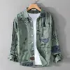 Camisa de manga larga para hombre estilo japonés para primavera y otoño con estampado de letras, moda fresca y moderna, chaqueta camisa casual holgada para hombre