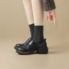 Parece Pisar em Merda! Mocassins de Couro Jk Retrô Britânicos com Bico Redondo, Solado Grosso e Velcro