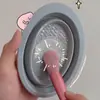 Tigela de Lavagem de Silicone Dobrável Esponja de Pó Tigela de Lavagem Pad Ferramenta Universal de Limpeza de Pincéis de Maquiagem Tigela de Lavagem Oval para Pincéis de Maquiagem