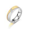 Anillo de Diamantes Elegante Bicolor Chapado en Oro de 18K Nicho Europeo y Americano Versátil Anillo de Diamantes para Hombre y Mujer Joyería de Moda al Por Mayor