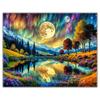 5diy Pintura de Diamantes Diamante Completo Paisaje Nocturno Aurora de Ensueño Material de Pegatina Hecho a Mano Bordado de Diamantes del Paisaje Diamante Brillante
