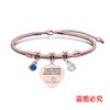 Pulseira Europeia e Americana Transfronteiriça Aço Inoxidável Pulseira Osso de Cobra Comemorativa Dia dos Professores Feriado Diamante Azul Presente Gravação Pulseira de Aço Titânio