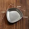 Plato pequeño para salsa de barbacoa retro con compartimentos, Plato para condimentos de acero inoxidable con dos compartimentos, Plato de salsa de tres compartimentos estilo coreano, Plato compartimental para condimentos
