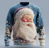 2025 Estampa de Logo Estilo Europeu e Americano Outono e Inverno Pulôver com Estampa 3D Moletom Engraçado do Papai Noel Gola Redonda
