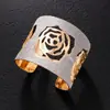 Moda Europeia e Americana Acetato Patch Metal Vazado Pulseira Borboleta Ouro Rosa Abertura Bracelete Estilo Minimalista Joia