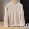 Nova camisa básica de tricô de cashmere para outono e inverno, moderna, macia, confortável, cor sólida, gola alta, simples, cor sólida, para homens