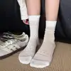 Calcetines Holgados de Seda Cristal para Mujer, Estilo Delgado de Primavera y Verano, Calcetines de Malla Transpirables de Color Sólido de Media Pantorrilla Japoneses, Versátiles y Adelgazantes, Estilo Juvenil