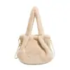 Estilo preguiçoso bolsa de grande capacidade para o dia a dia outono e inverno pelúcia estudante bolsa transversal ins cor sólida bolsa peluda bolsa de ombro único mulheres