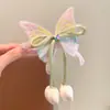Nueva Horquilla Mágica de Hada Tulipán Mariposa para Niños, Herramienta para la Parte Posterior de la Cabeza, Clip para Cola de Caballo, Accesorio para el Cabello de Princesa para Niña, Trendy
