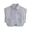 Camisa de Verano Nueva para Mujer Estilo Europeo y Americano con Decoración de Bolsillo Grande 9700