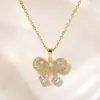 Collar Coreano Dulce con Lazo y Circonita Cadena Exquisita para Clavícula Llena de Pedrería Estilo Girly Accesorios para Viajes de Celebridades de Internet Venta al por Mayor