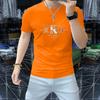 Camiseta de manga corta con cuello redondo para hombre, nueva camiseta de verano con letras de diamantes de imitación, ajustada, de media manga, cómoda y a la moda, 2024