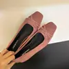 20256 Primavera Nuevo Estilo Gamuza Punta Cuadrada Lazo Parche Deslizables Versátiles Zapatos de Ballet para el Trabajo para Mujer