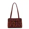 Bolso Tote de Gamuza con Letras Personalizadas, Simple Elegante, para el Trayecto Diario de la Mujer, Bolso de Hombro Moderno y con Estilo, Gran Capacidad
