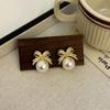 Pendientes retro con lazo de perlas y diamantes para mujer, nuevos, explosivos, ligeros, de lujo, de alta gama, con diseño de nicho.