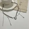 Colar de Franja com Contas de Cristal em Forma de Coração Amoroso, Elegante e Moderno, Luxo Leve, Elegante, Estilo Frio do Instagram, Corrente de Clavícula de Alta Qualidade, Tendência