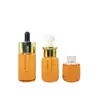 Botella spray dorada para loción de 25ml30ml, botella con tubo gotero, botella para líquido de esencia, botella de muestra de viaje, subbotella