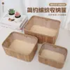 Cesta de Armazenamento de Bambu Estilo Pastoral Desktop Cosméticos Casa Simples Caixa de Armazenamento de Palha Brinquedos Lanches Roupas Bambu