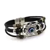 Pulsera Ojo Turco Mal de Ojo Moda para Hombres y Mujeres Joyería Europea y Americana Pulsera de Cuero Punk Multicapa Retro Pulsera