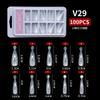 Molde de Armadura para Extensión de Uñas de Arte de Uñas Transfronterizo 100 Piezas PVC Caja Blíster Armadura Transparente con Escala Molde de Armadura de Cristal