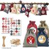 Amazon Hot Sale Conjunto de Sacolas para Presentes de Natal Calendário do Advento Contagem Regressiva Saco Decorativo Pendurado Saco de Embalagem para Doces de Natal
