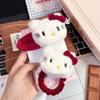 Diadema de gato de peluche de dibujos animados con lazo rojo bonito, horquilla para el pelo, flequillo con clip lateral