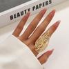 Anillo Abierto Asimétrico Entrelazado Transfronterizo Europeo y Americano con Perla de Imitación, Exagerado Estilo Ins, Metal con Pliegues en Forma de Hoja para Mujer