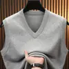 Chaleco de Punto de Color Liso para Hombre Mezcla de Lana Denso Espesado Estilo Más Vendido Alto Volumen Estilo Básico