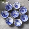 Porcelana Azul e Branca Kung Fu Pequena Xícara de Chá 10 Conjunto de Chá Balde Cerâmico Xícara de Chá Xícara Individual Tampa Tigela Tigela de Chá Mestre